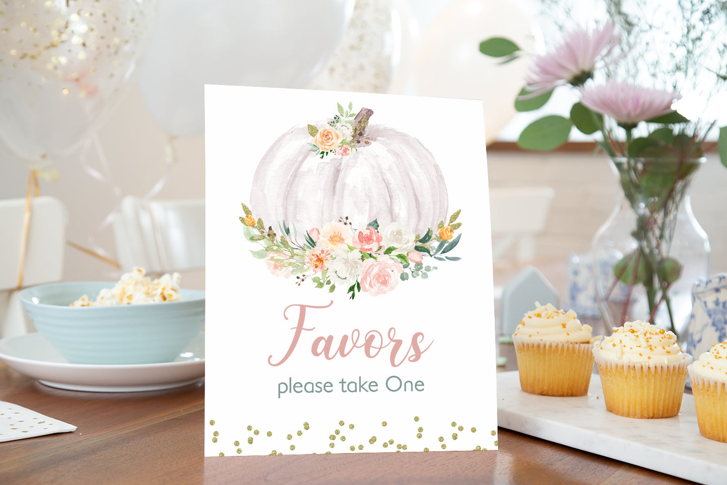 Pumpkin Favors Sign | Pumpkin theme Party Table Decoration - 30H