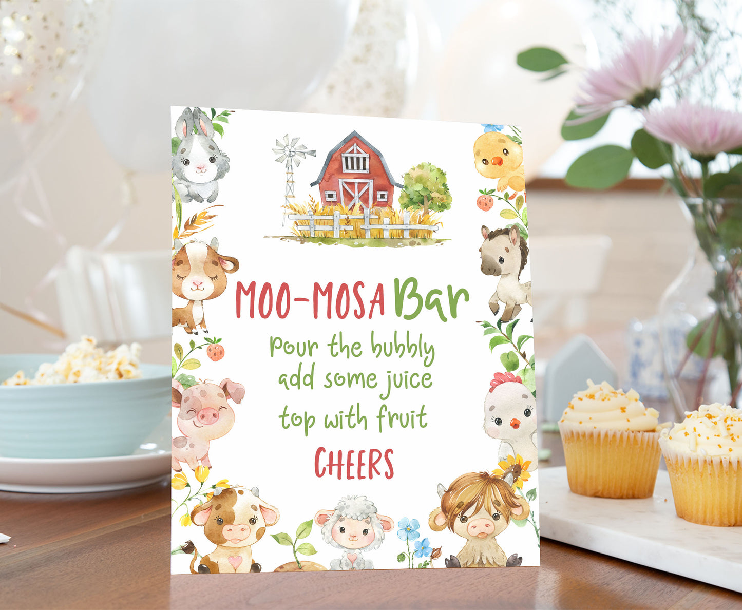 Moomosa Bar Sign Printable | Farm Party Table Decoration - 11d