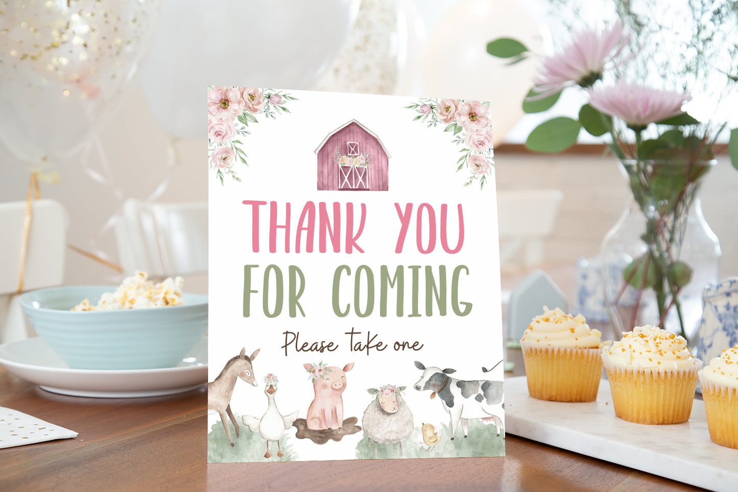 Thank You For Coming Sign | Girl Farm Party Decorations - 11B