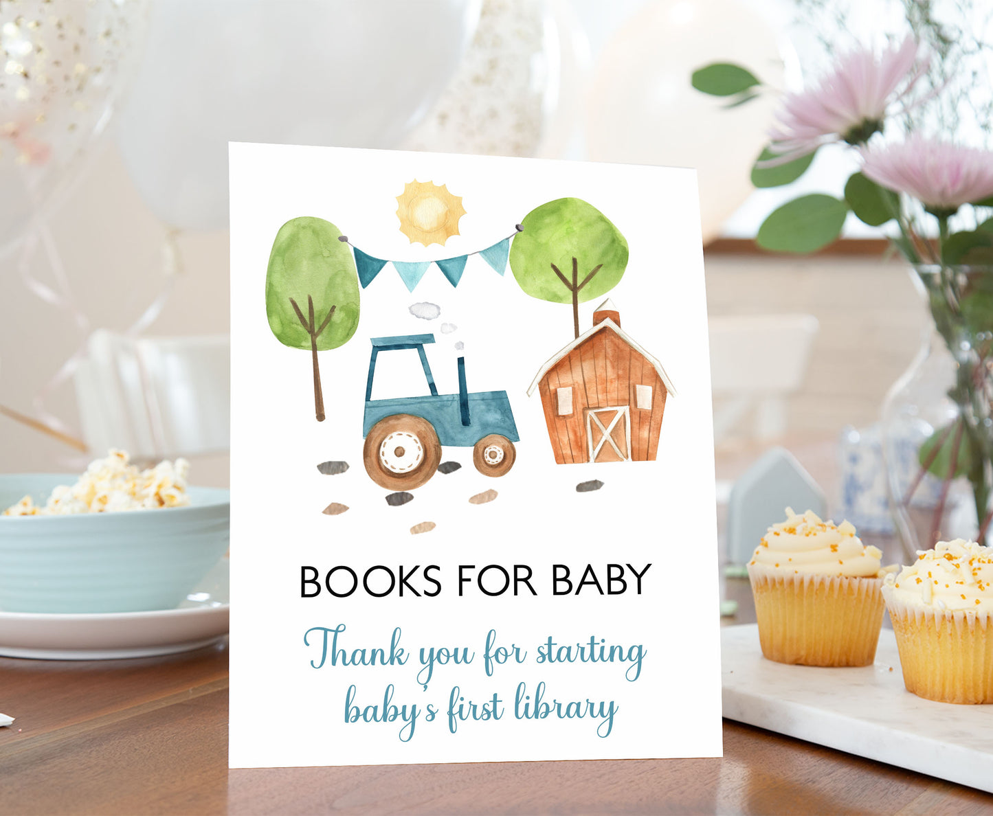 Tractor Books for baby table Sign | Farm Party Decorations - 11F