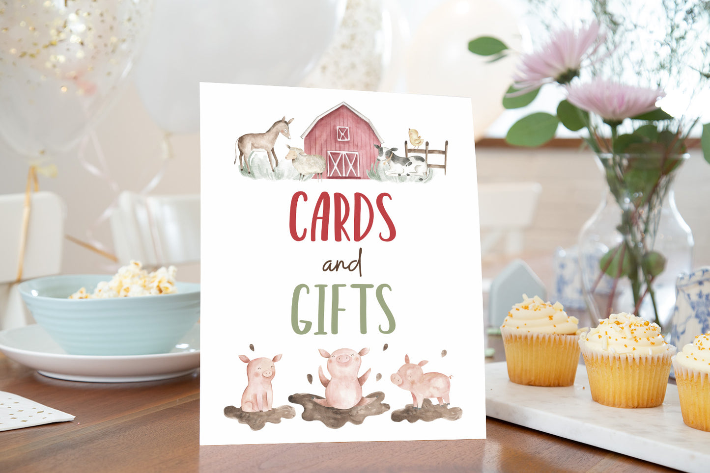 Cards and Gifts Sign | Boy Farm Party Decorations - 11B