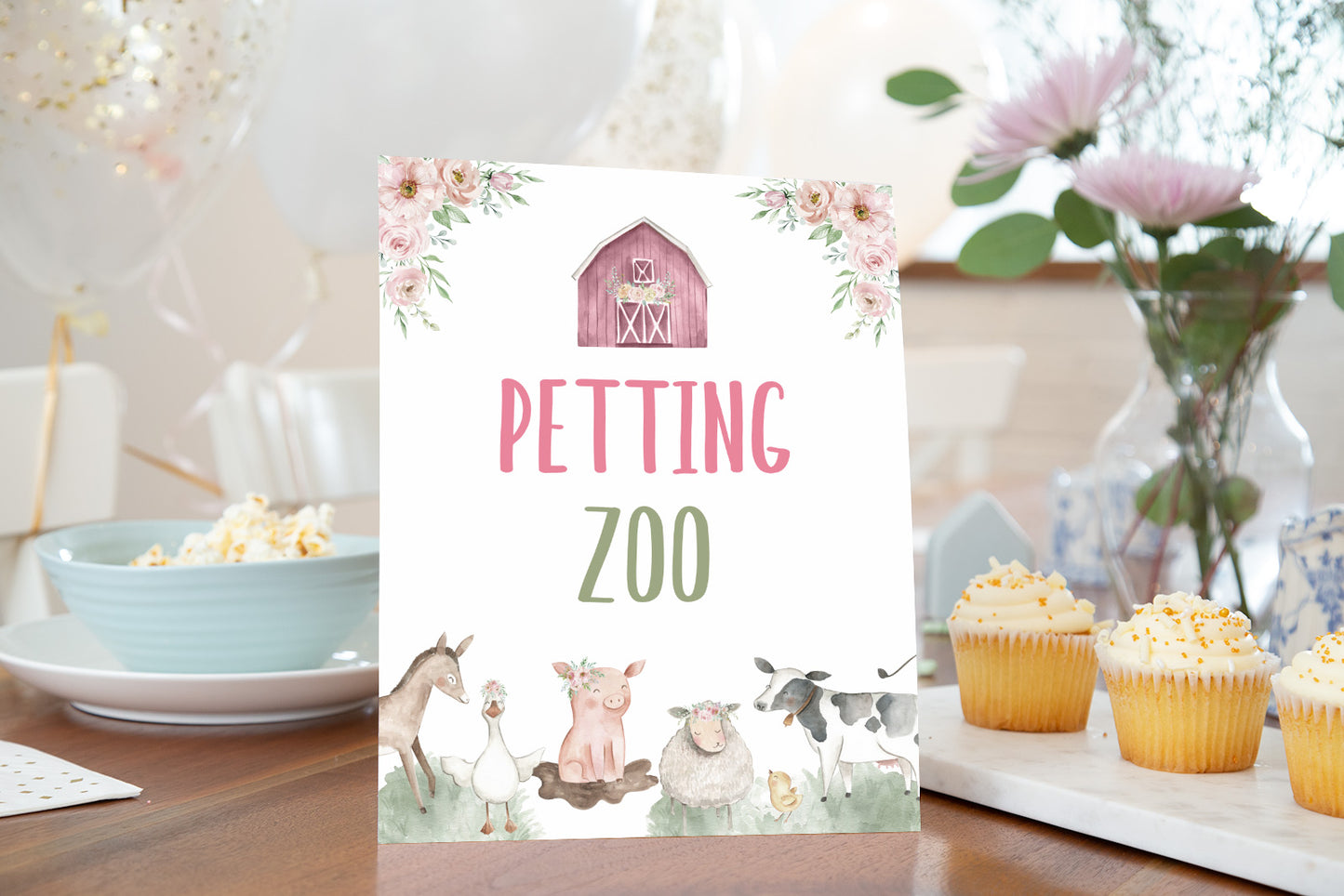 Petting Zoo Sign | Girl Farm Party Decorations - 11B