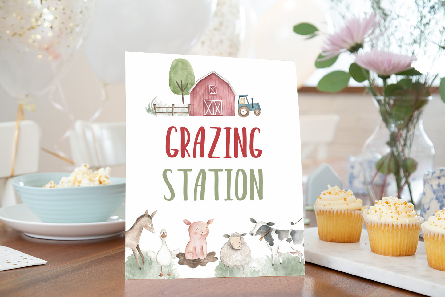 Grazing Station Sign | Farm Party Decorations - 11B