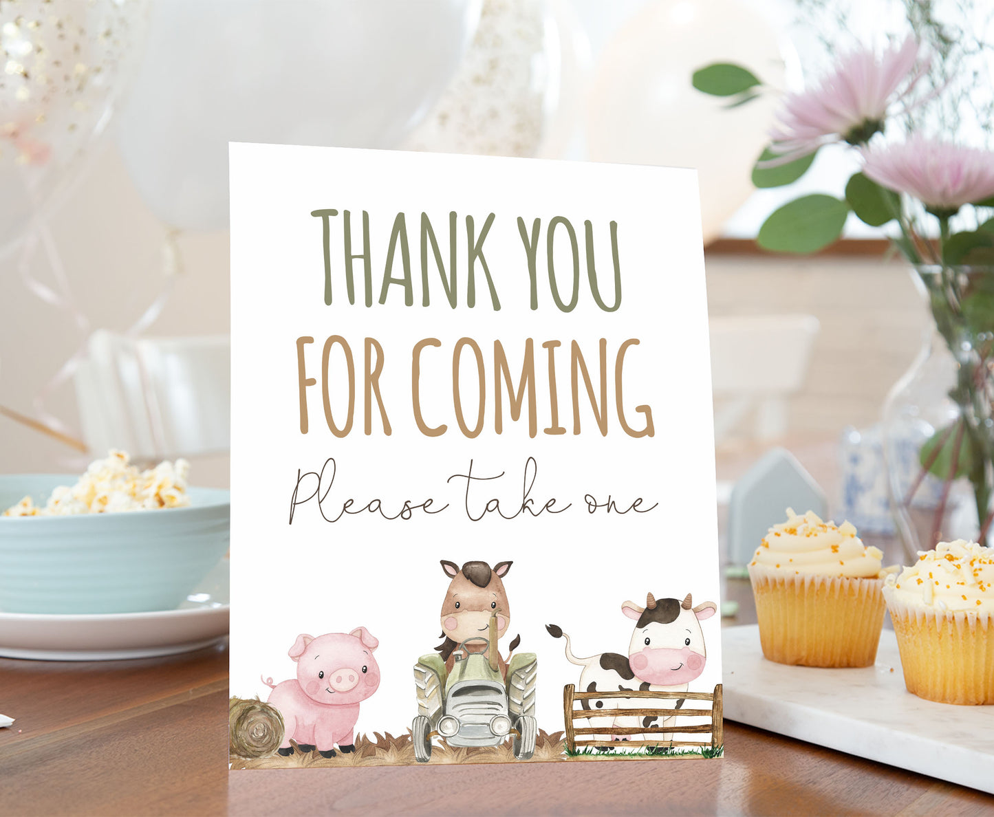 Thank you for coming Sign Printable | Farm Party Table Decoration - 11E