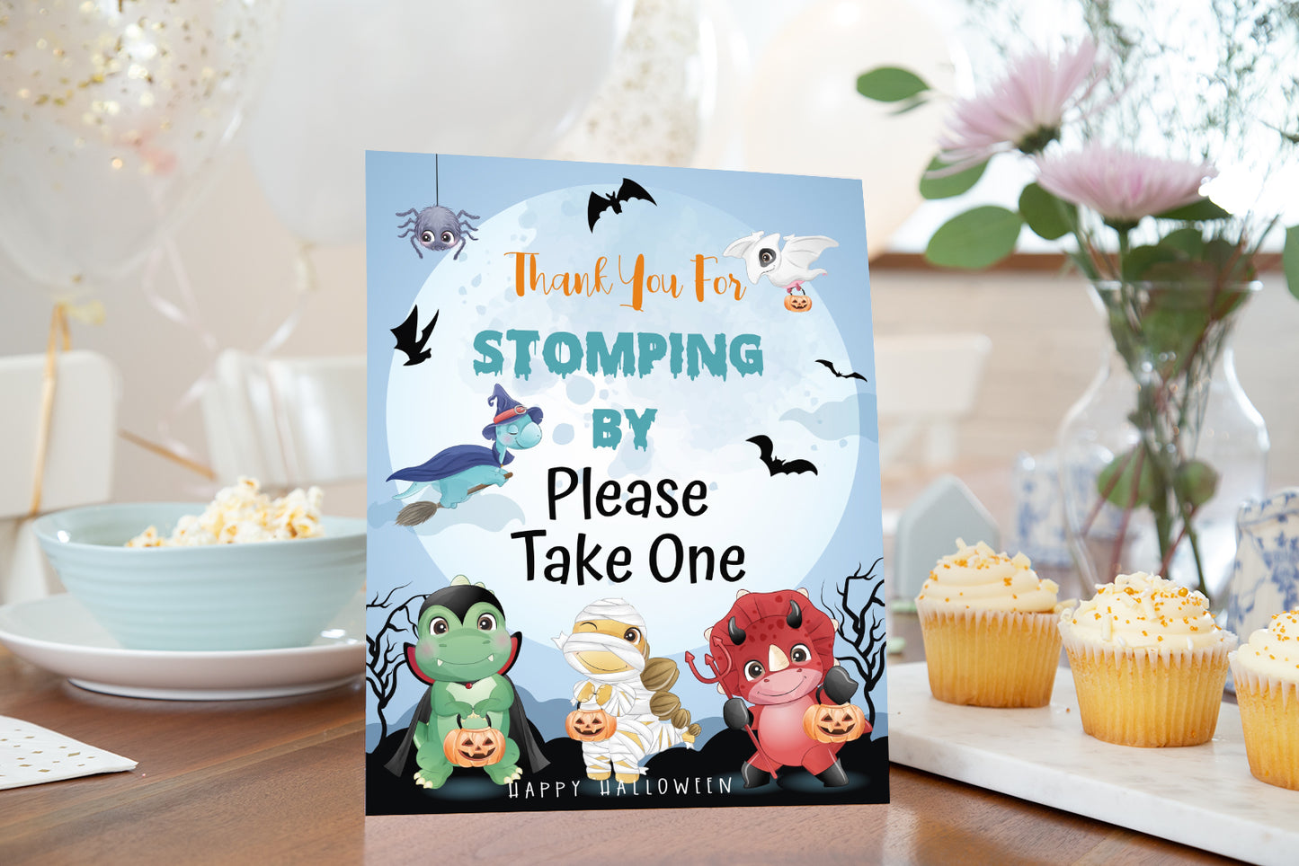 Halloween Dino Treats Table Sign | Dinosaurs Theme Party - 115F