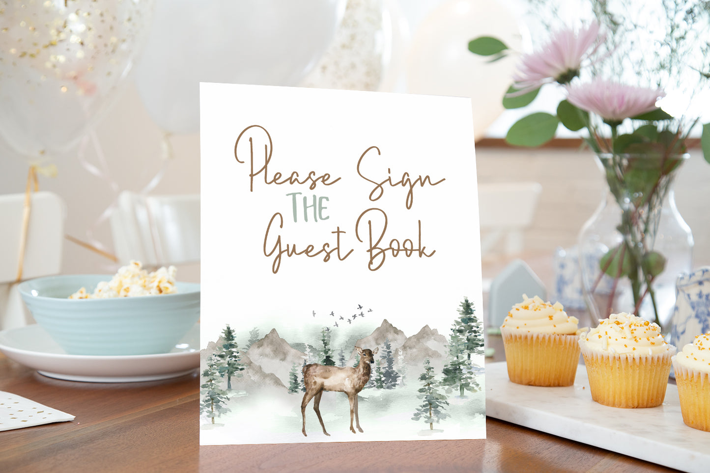 Woodland Guest Book Sign | Forest Animals Party Decorations - 47H