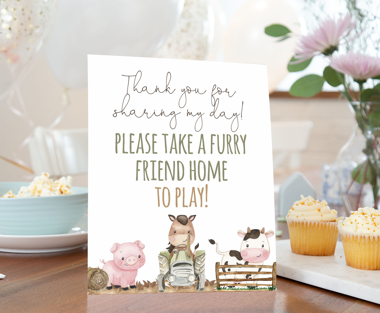 Thank you for sharing my day  Sign Printable | Farm Party Table Decoration - 11E