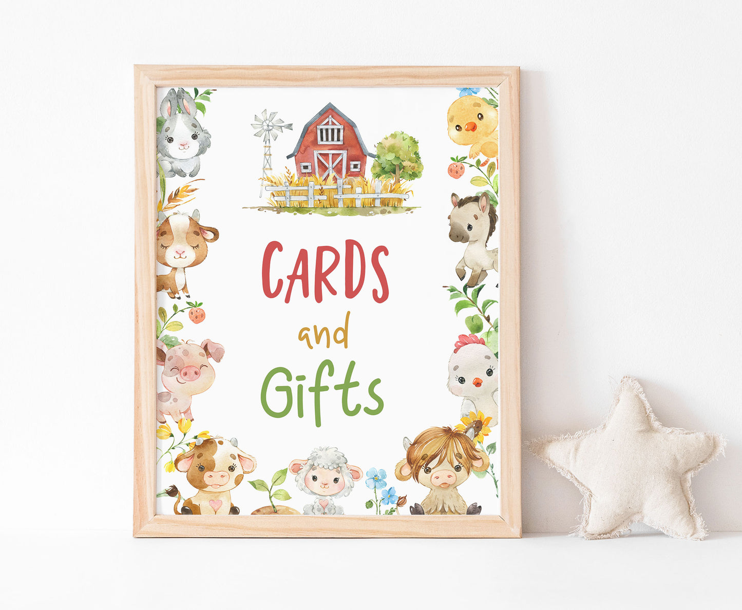 Cards and Gifts Sign Printable | Farm Party Table Decoration - 11d