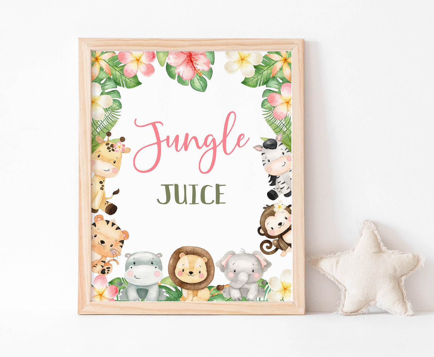 Jungle Juice Sign | Girl Safari Animals Party Table Decorations - 35E