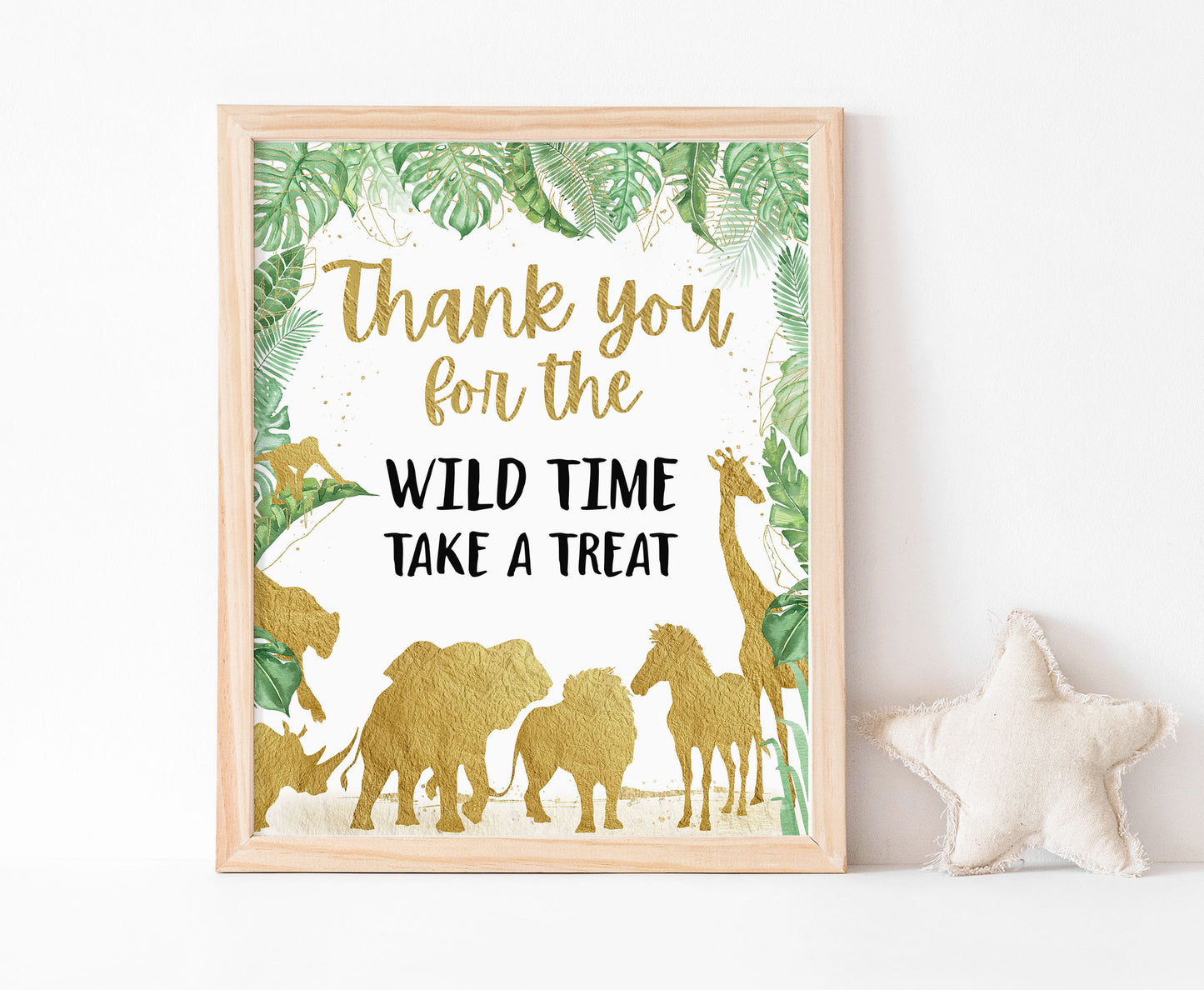 Safari Thank you for the wild time Sign | Jungle Themed Party Table Decorations - 35K