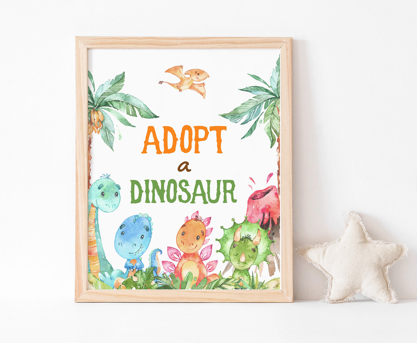 Adopt a Dinosaur table Sign | Dinosaur Themed Party Table Decorations - 08A