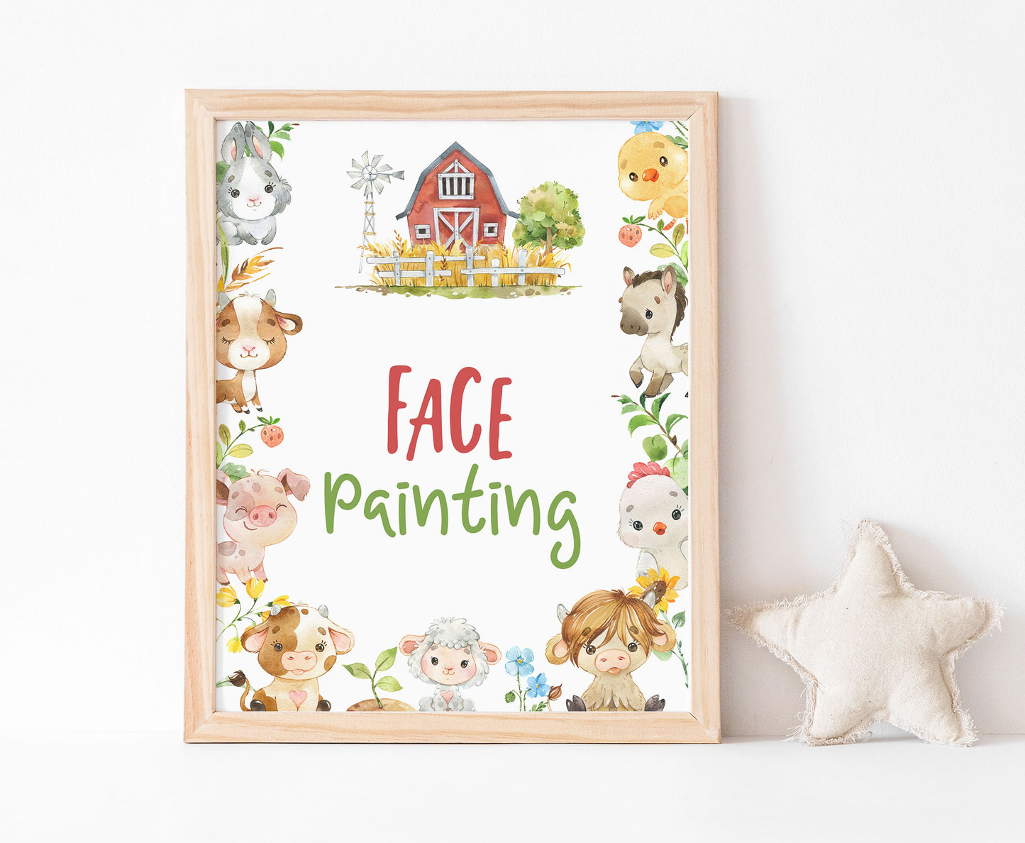 Face Painting Sign Printable | Farm Party Table Decoration - 11d