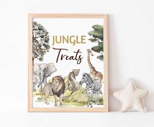 Safari Jungle Treats table sign | Jungle Themed Party Table Decorations - 35I