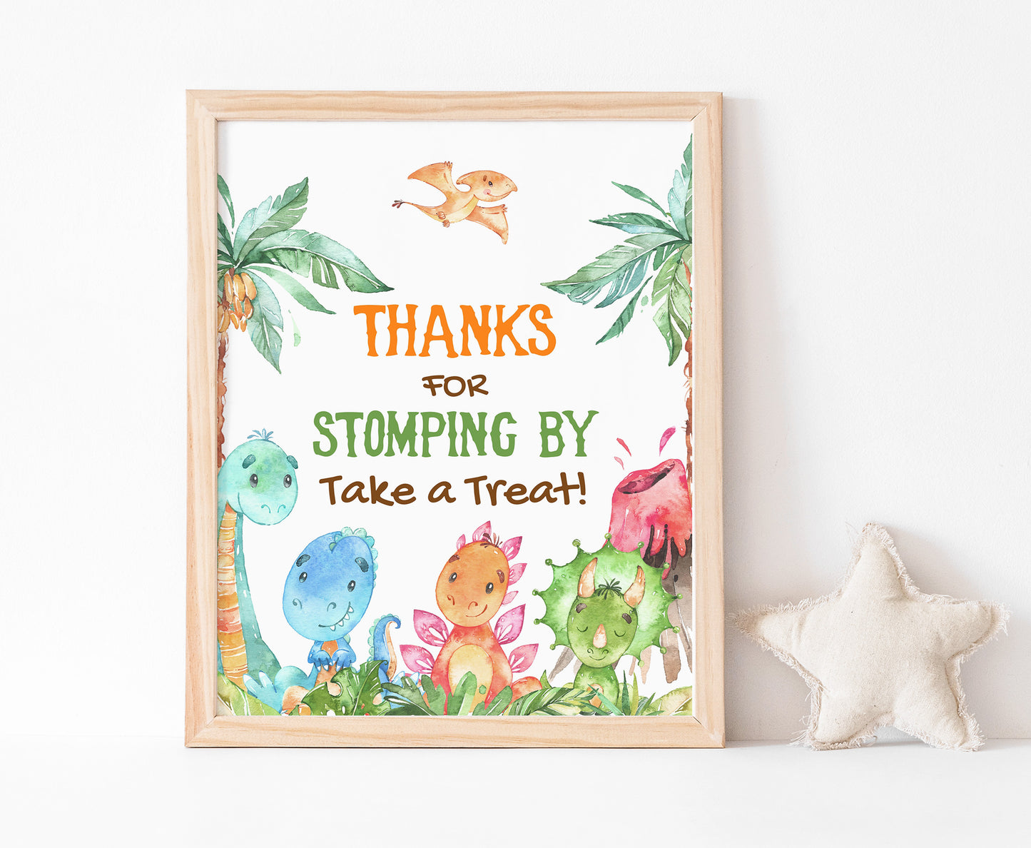 Dinosaur Thanks for Stomping Sign | Dinosaur Themed Party Table Decorations - 08A