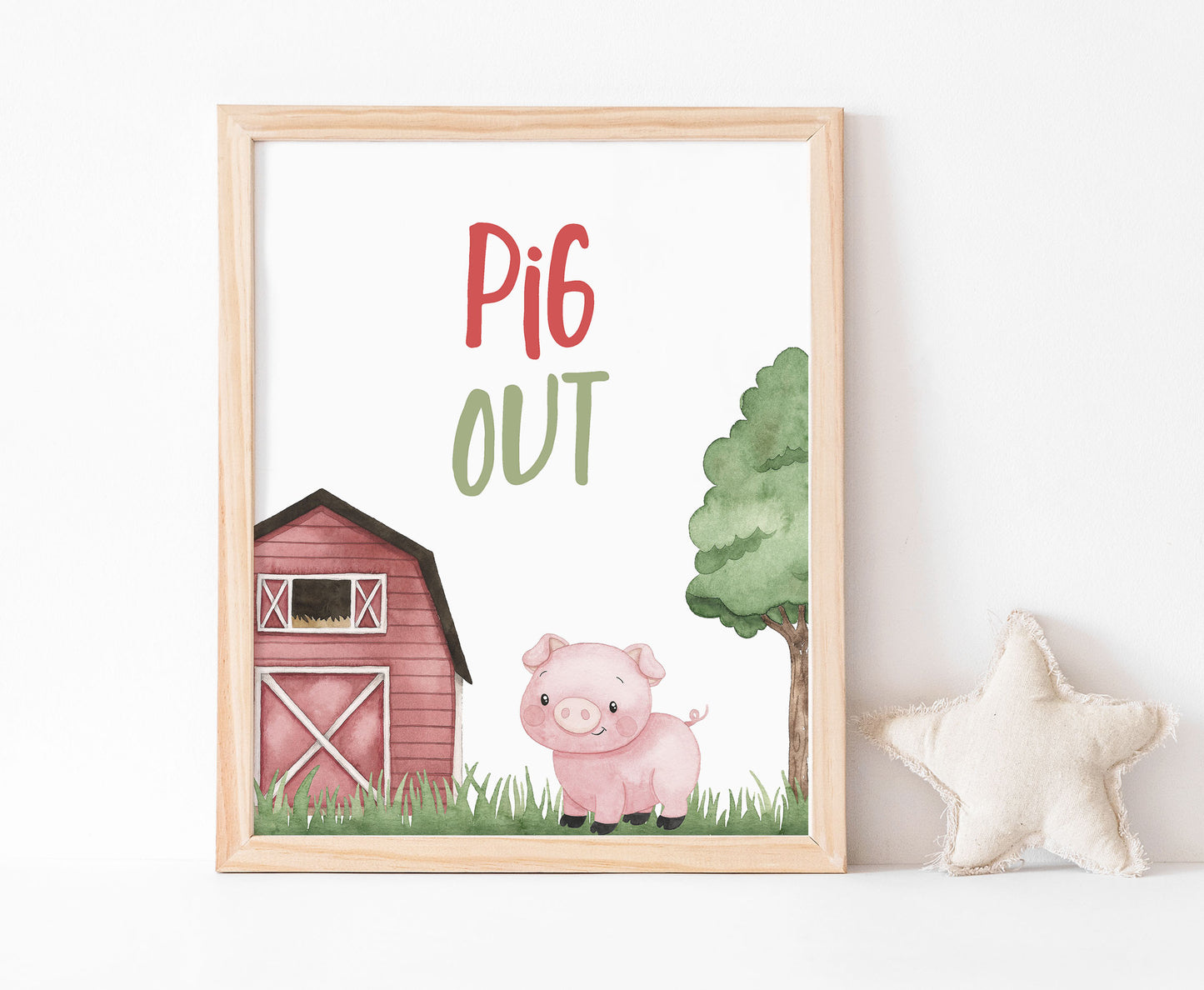 Pig Out Sign Printable | Farm Party Table Decoration - 11A