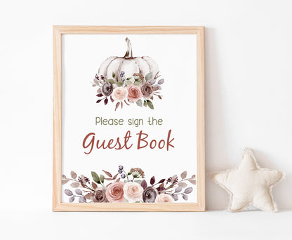 Fall Guest Book Sign | Pumpkin Themed Party Table Decorations - 30I