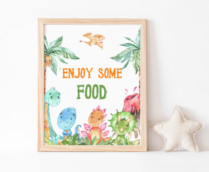 Dinosaur Enjoy some Food Sign |Dinosaur Themed Party Table Decorations - 08A