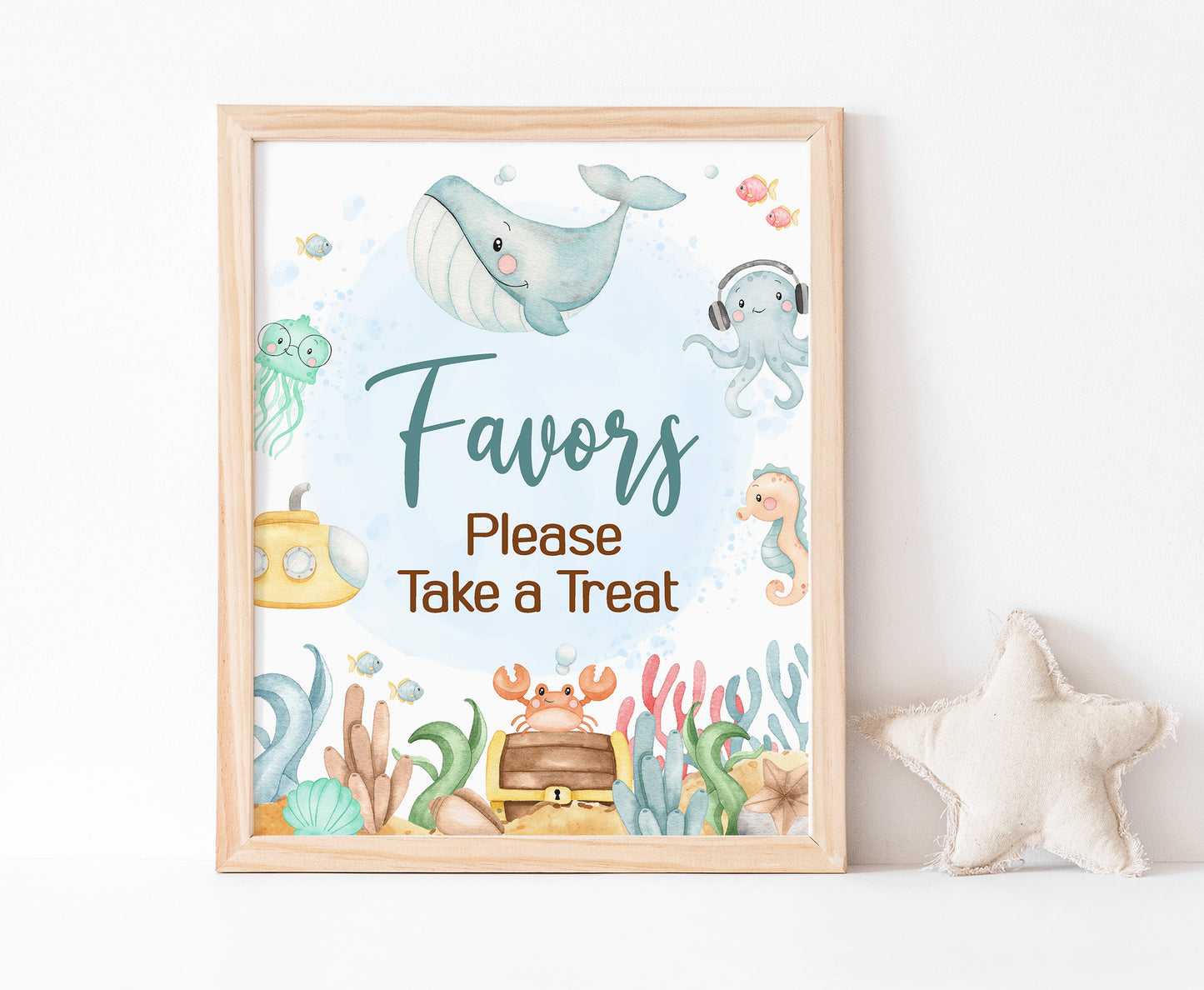 Under the Sea Favors Sign | Ocean Themed Party Table Decorations - 44A