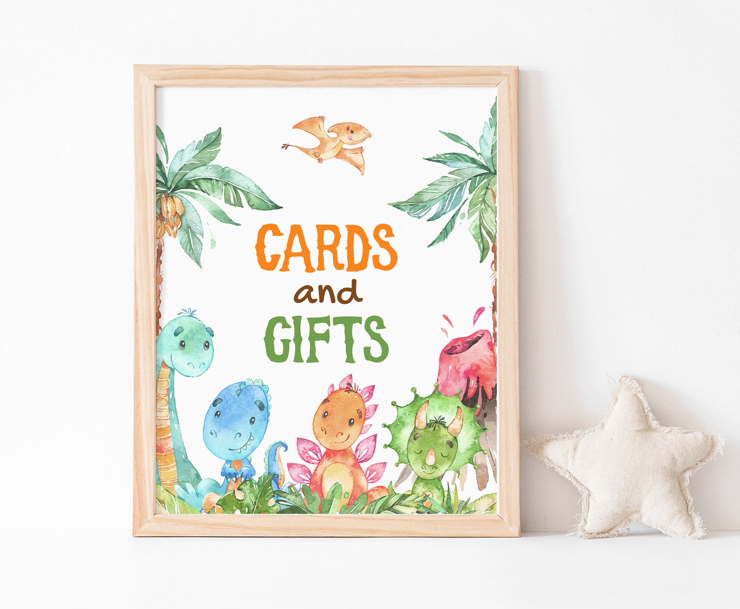 Dinosaur Cards and Gifts Sign | Dinosaur Themed Party Table Decorations - 08A