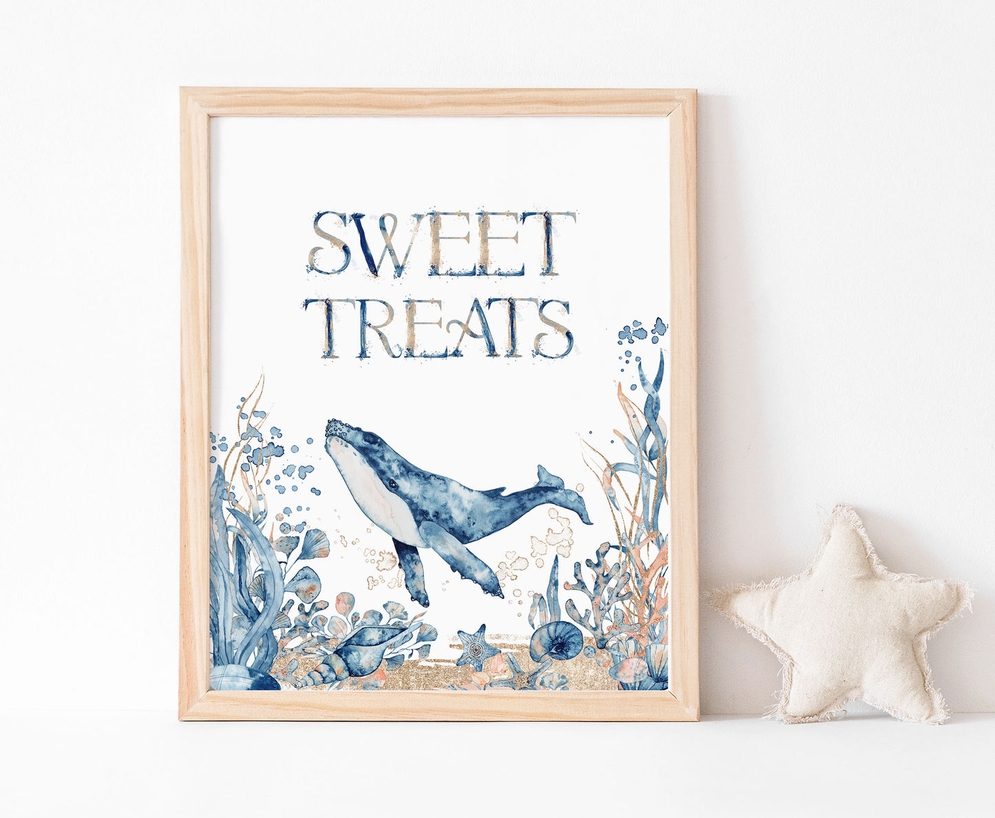 Whale Sweet treats Sign | Under the sea Themed Party Table Decorations - 44C