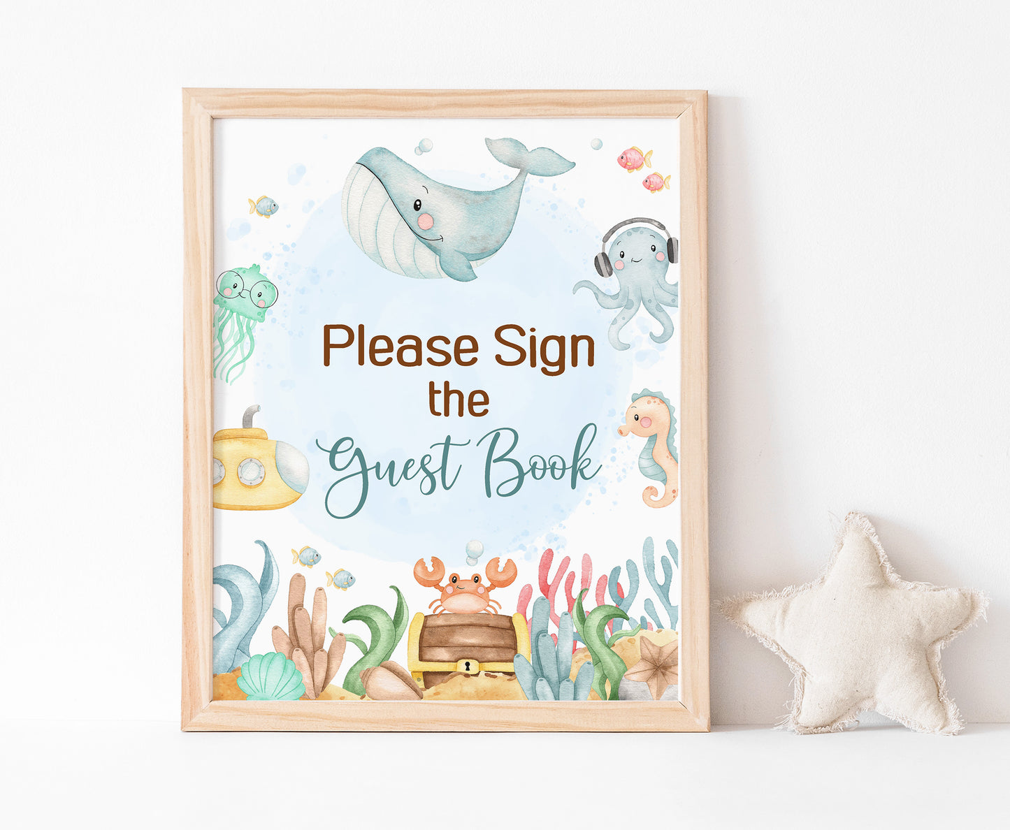 Under the Sea Guest Book Sign | Ocean Themed Party Table Decorations - 44A