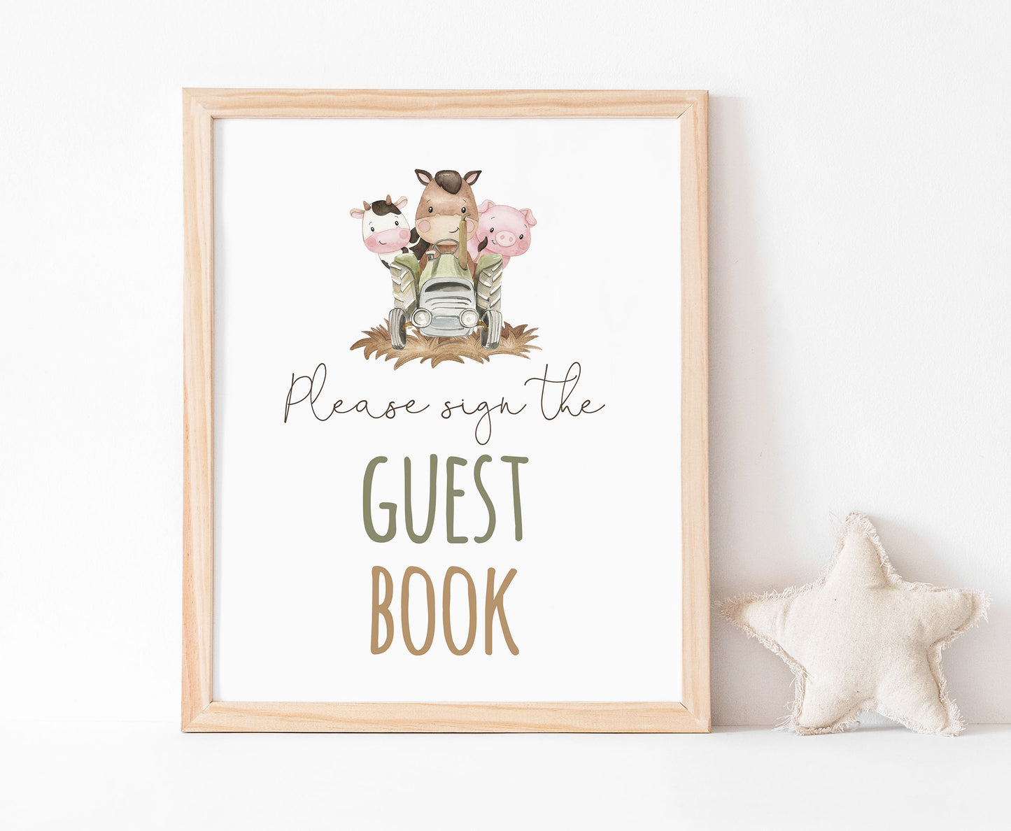 Guest Book Sign Printable | Farm Party Table Decoration - 11E