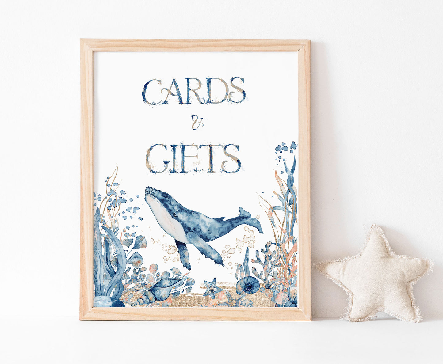 Whale Cards and gifts Sign | Under the sea Themed Party Table Decorations - 44C