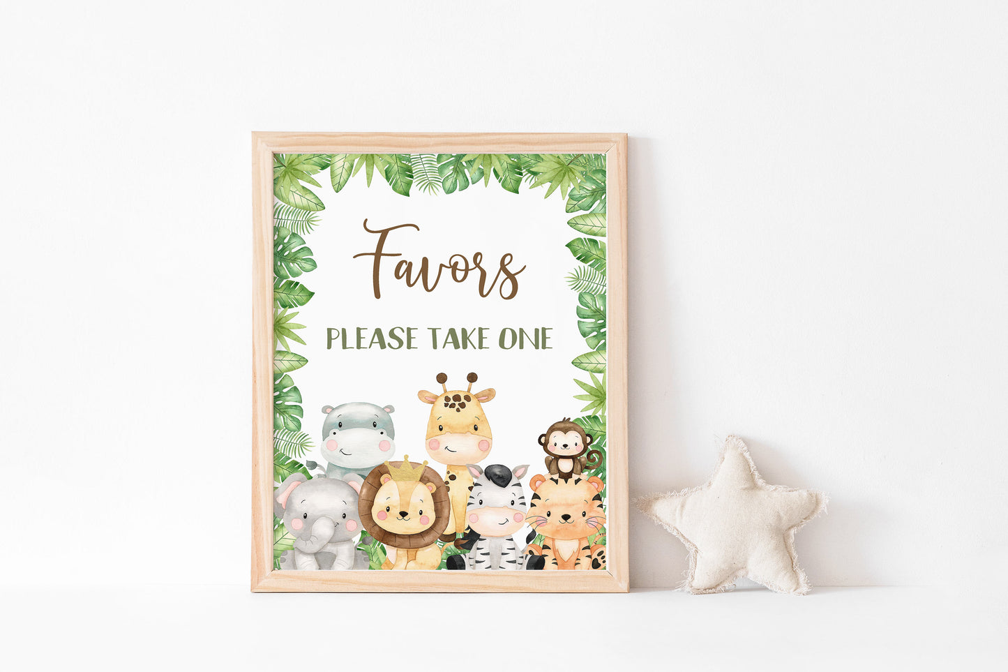 Safari Favors Sign | Jungle Animals Party Table Decorations - 35E