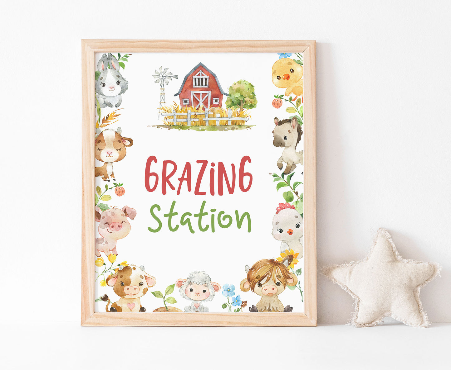 Grazing Station Sign Printable | Farm Party Table Decoration - 11d