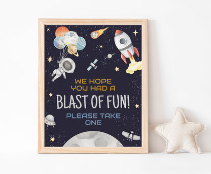 Space Blast of Fun Sign | Astronaut Themed Party Table Decorations - 39C