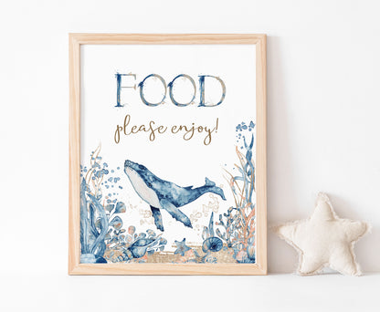 Whale Food Sign | Under the sea Themed Party Table Decorations - 44C
