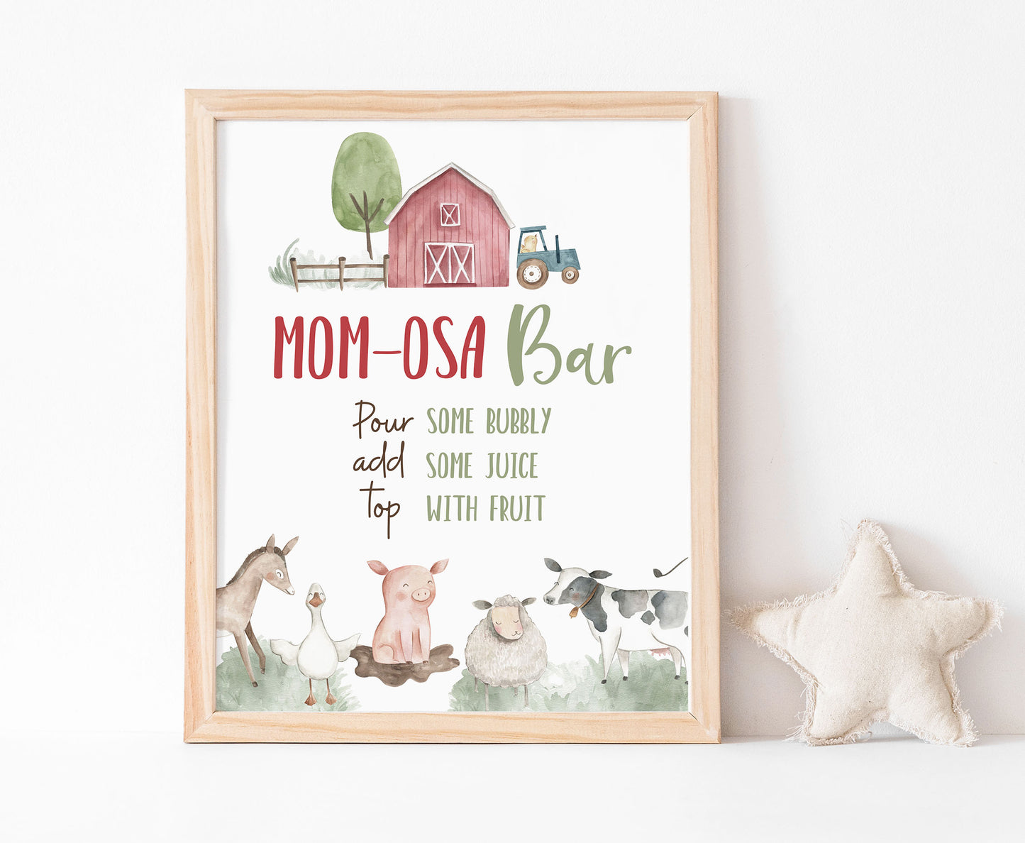 Momosa Bar Table Sign | Farm Party Decorations - 11B