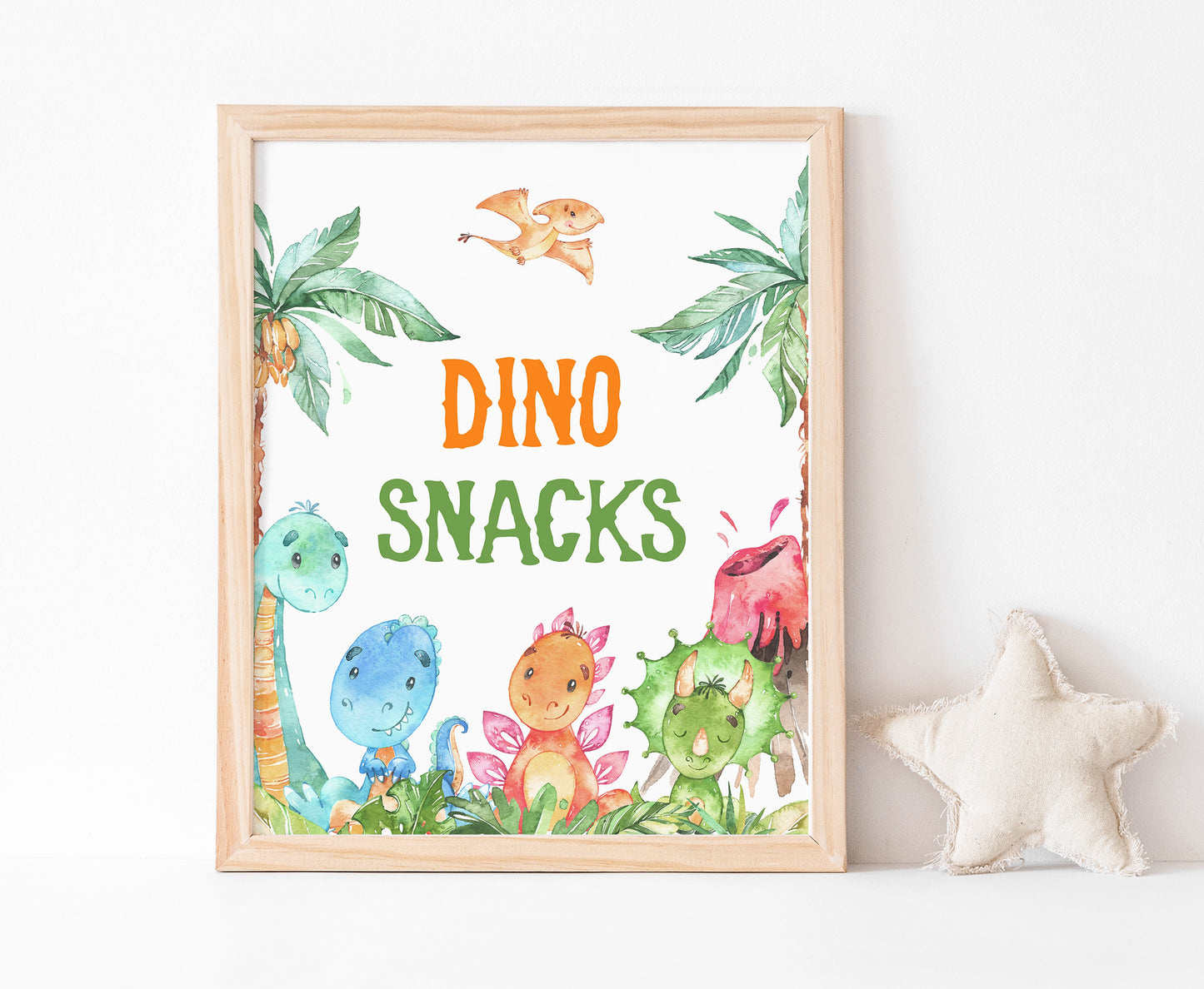 Dino Snacks Sign | Dinosaur Themed Party Table Decorations - 08A