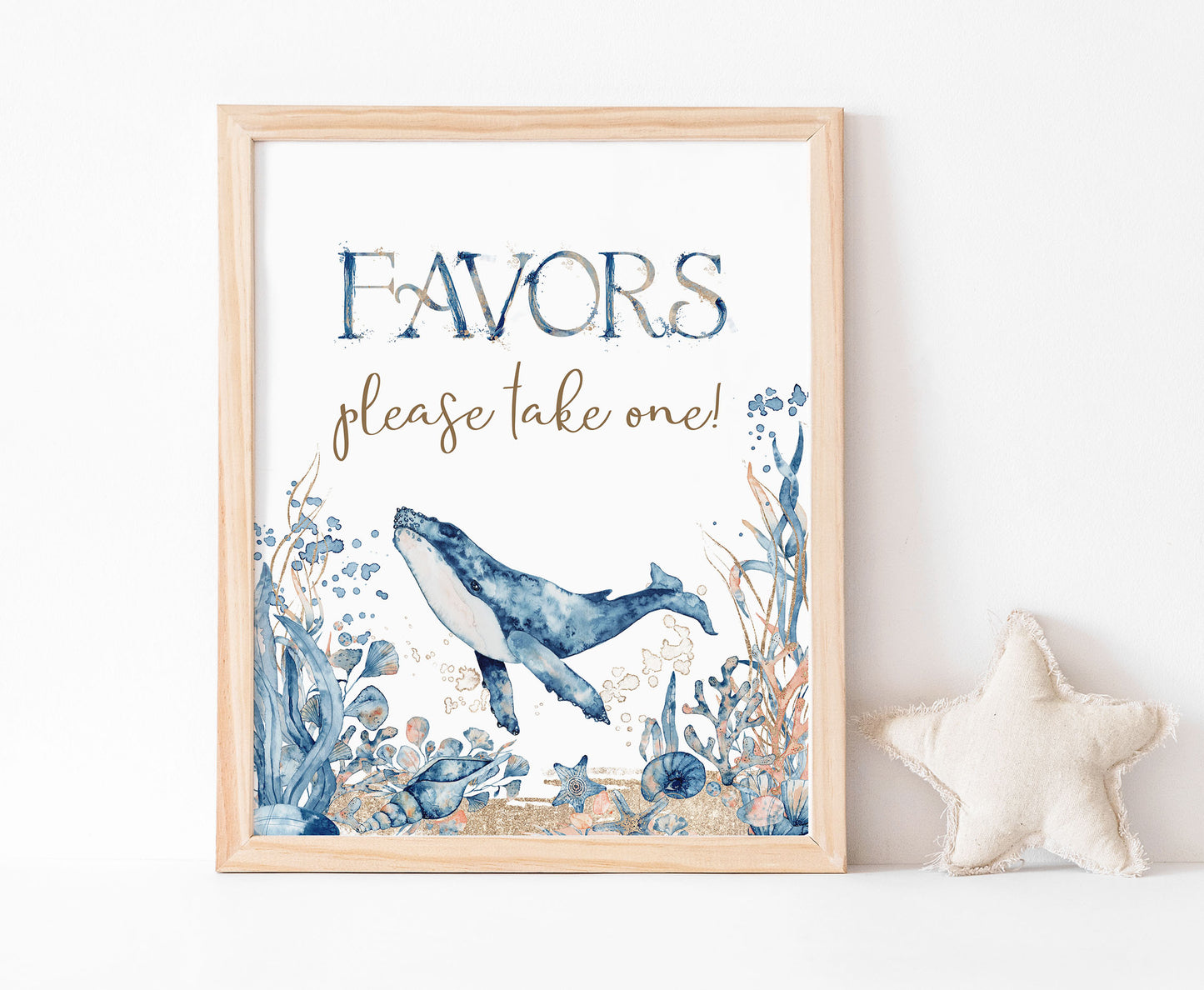 Whale Favors Sign | Under the sea Themed Party Table Decorations - 44C