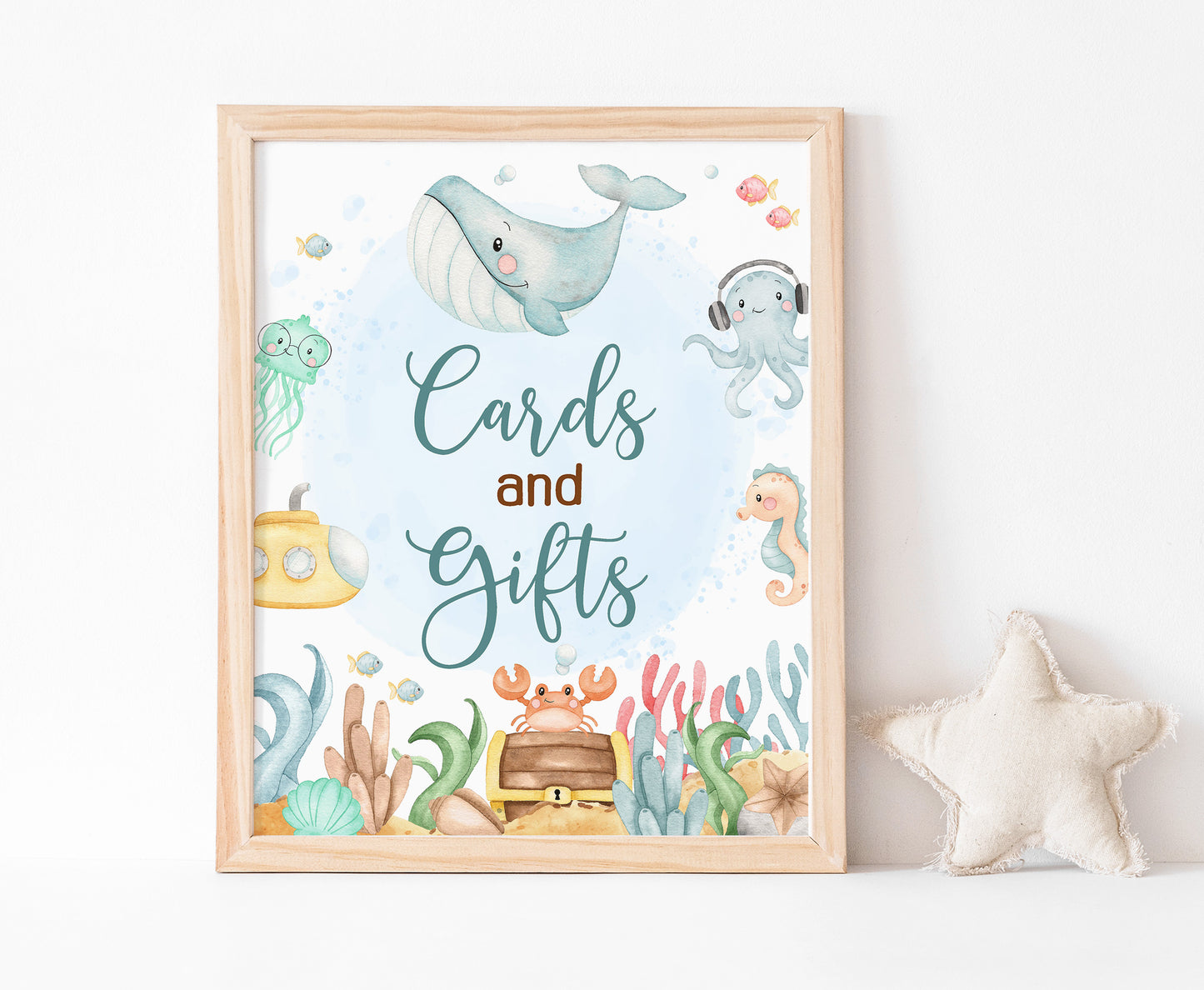 Under the Sea Cards and Gifts Sign | Ocean Themed Party Table Decorations - 44A