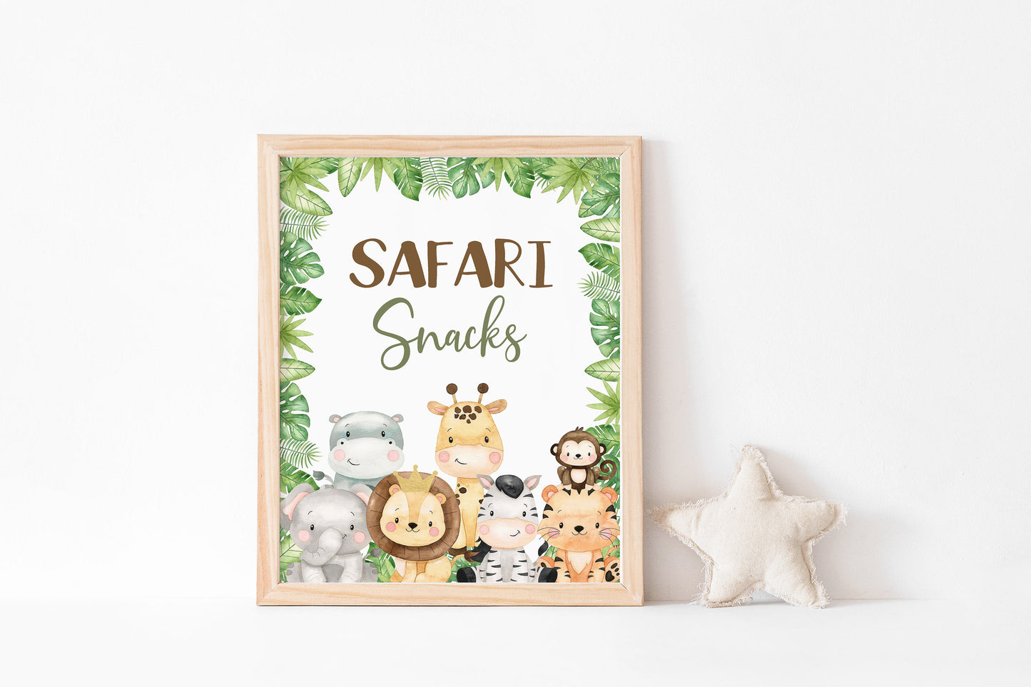 Safari Snacks Sign | Jungle Animals Party Table Decorations - 35E