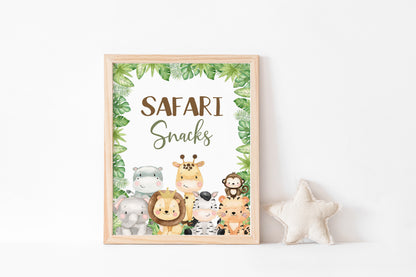 Safari Snacks Sign | Jungle Animals Party Table Decorations - 35E