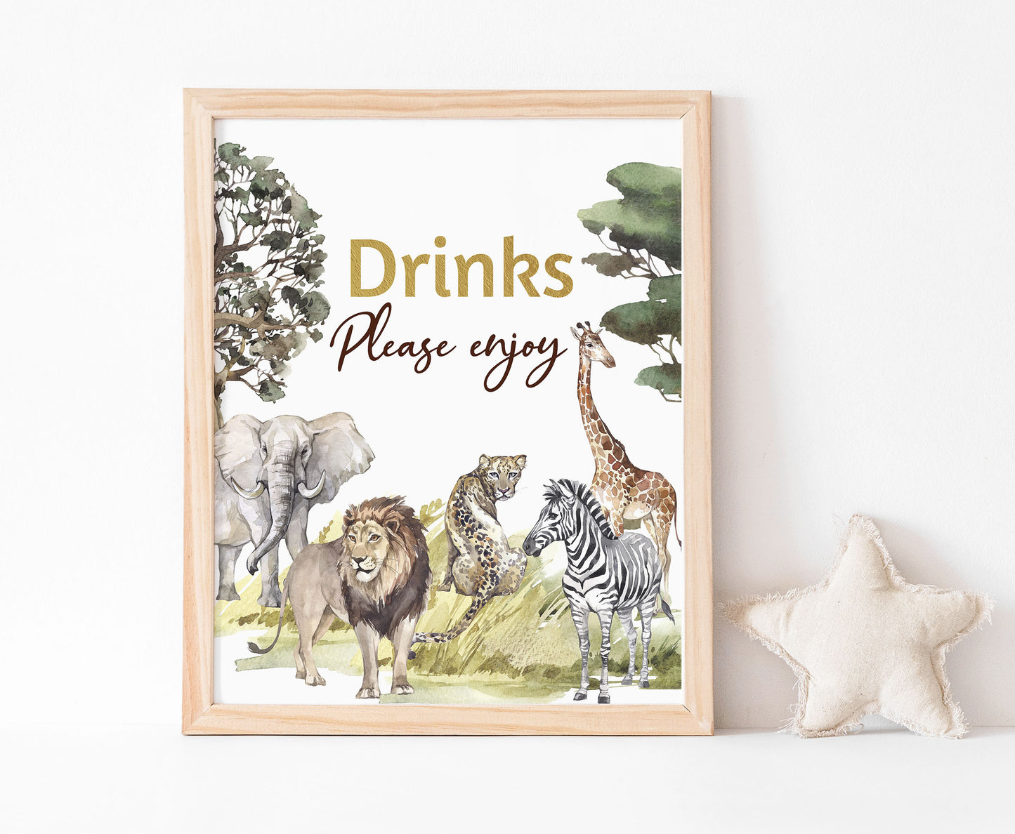 Safari Drinks please enjoy Sign | Jungle Themed Party Table Decorations - 35I