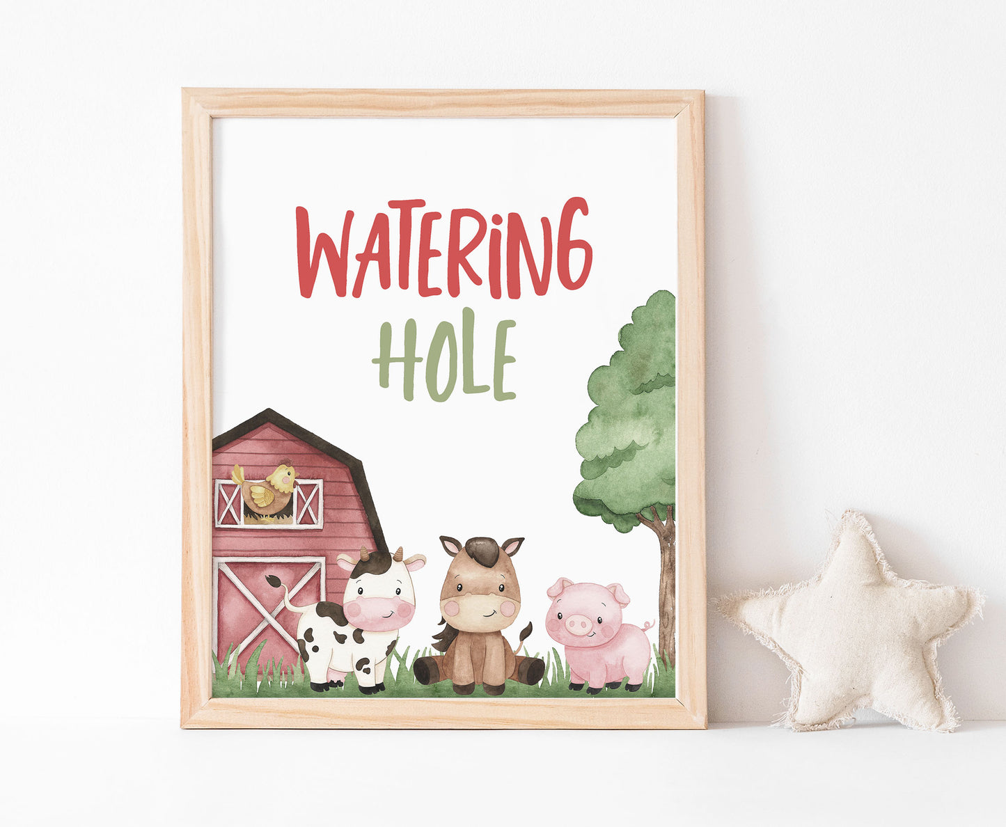 Watering Hole Sign Printable | Farm Party Table Decoration - 11A