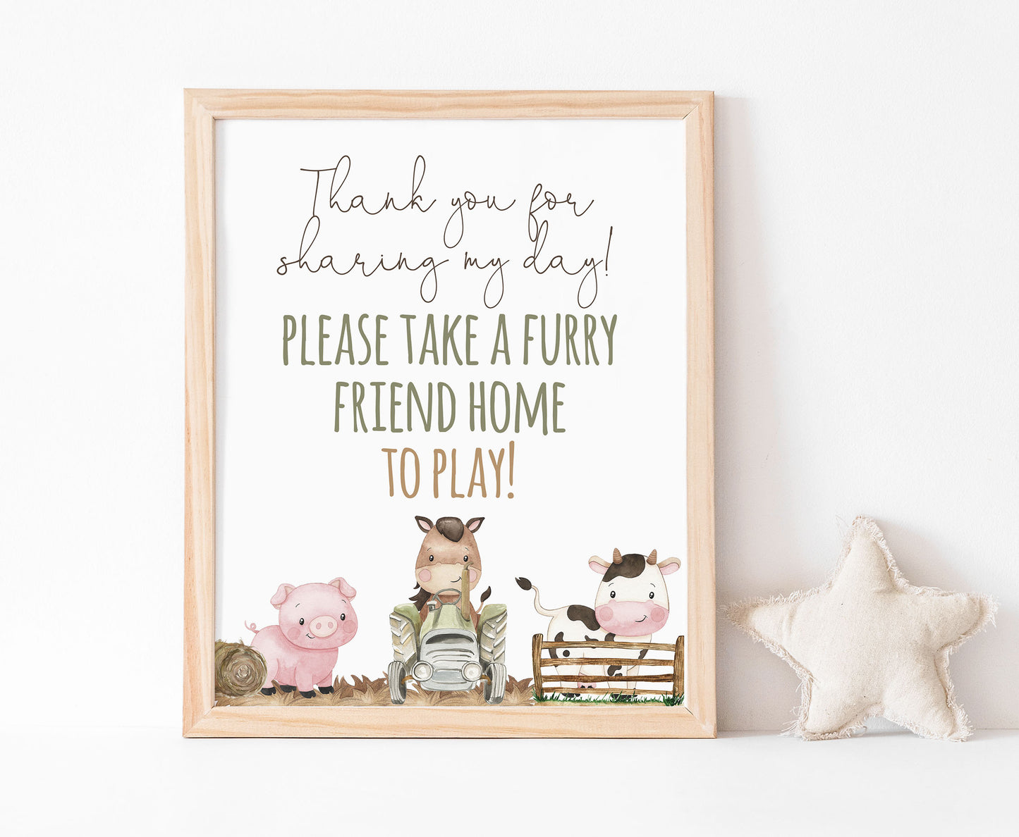 Thank you for sharing my day  Sign Printable | Farm Party Table Decoration - 11E