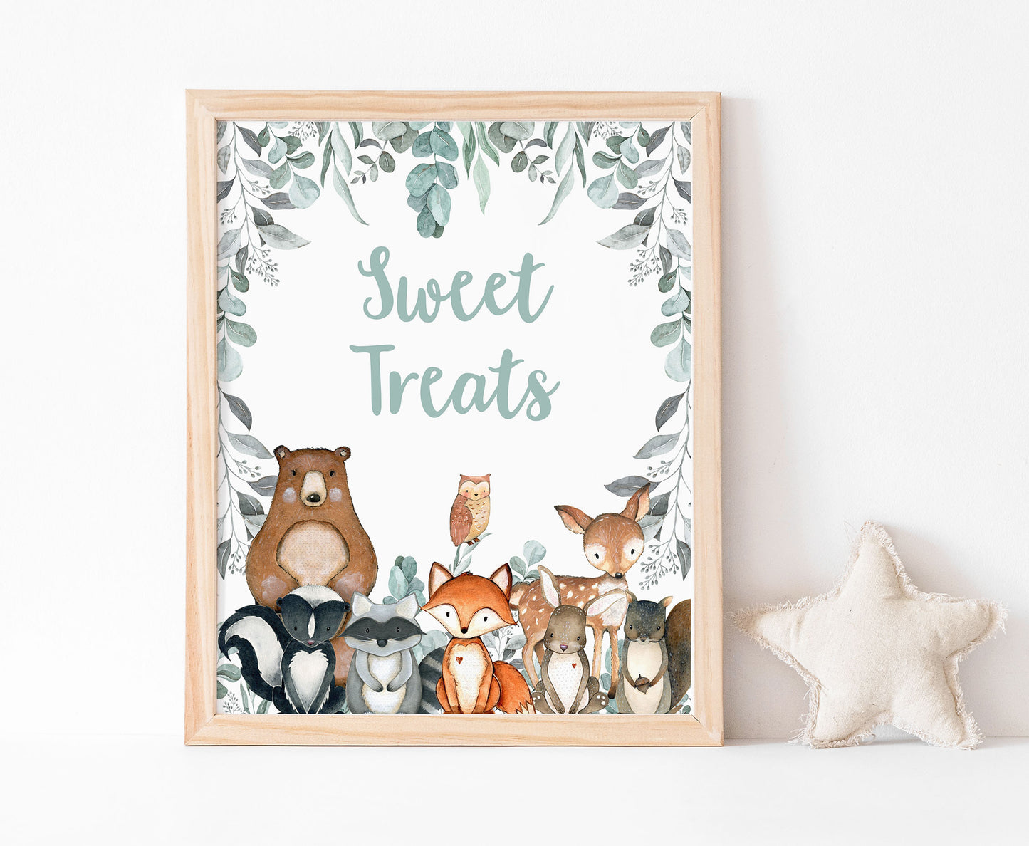 Woodland Sweet Treats Sign | Forest Themed Party Table Decorations - 47J1