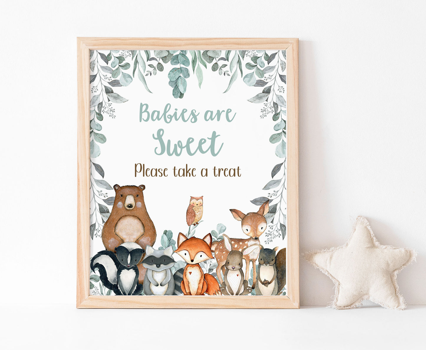 Woodland Babies are Sweet Sign | Forest Themed Party Table Decorations - 47J1