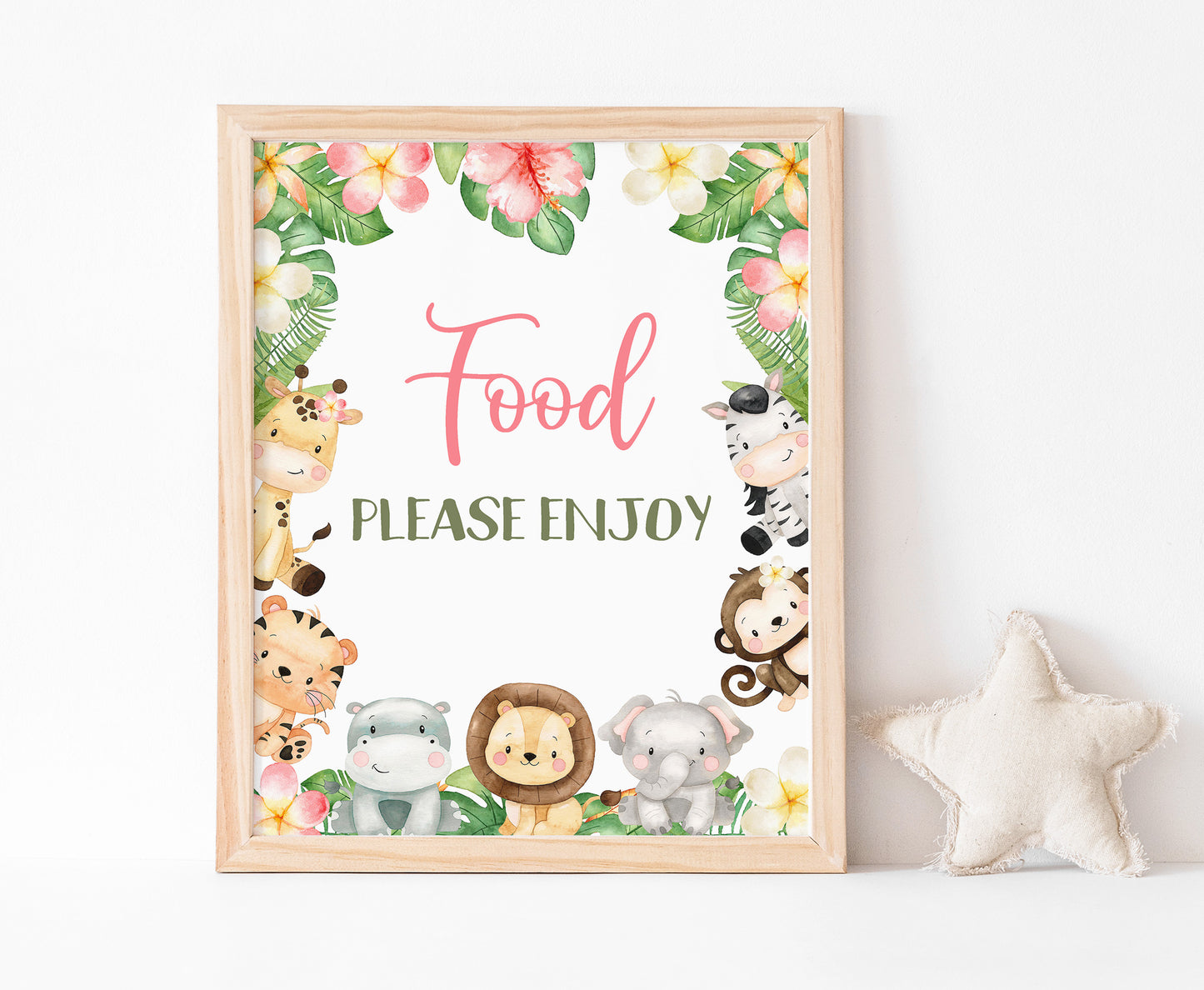 Safari Food Sign | Girl Jungle Animals Party Table Decorations - 35E