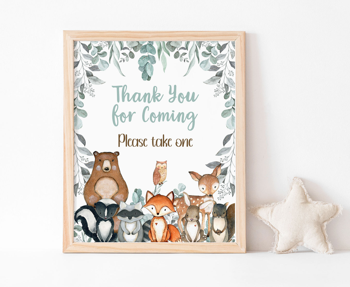 Woodland Thank You for Coming Sign | Forest Themed Party Table Decorations - 47J1