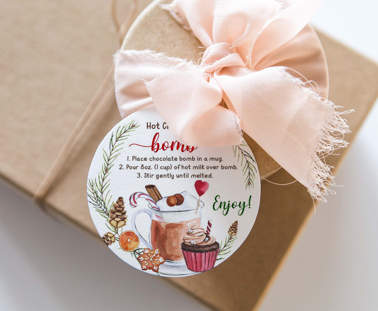 Hot Chocolate Bomb Tags 2"x2" | Christmas Gift Tags - 112