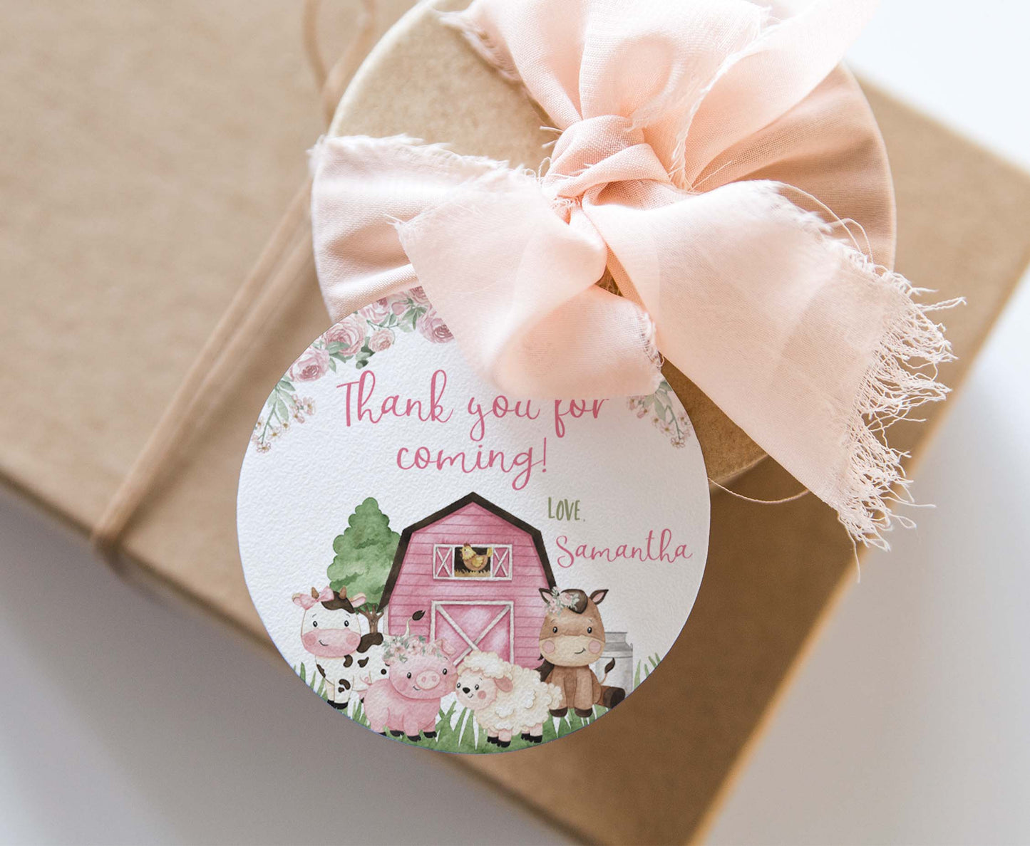 Farm Thank you 2"x2"  Tag | Editable Floral farm Gift Tag - 11A