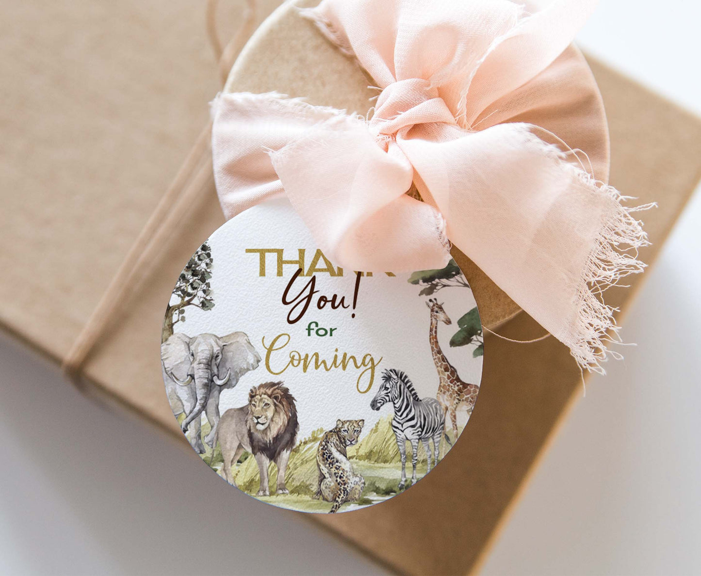 Safari Thank You Tags 2"x2" | Jungle Themed Party Decorations - 35I