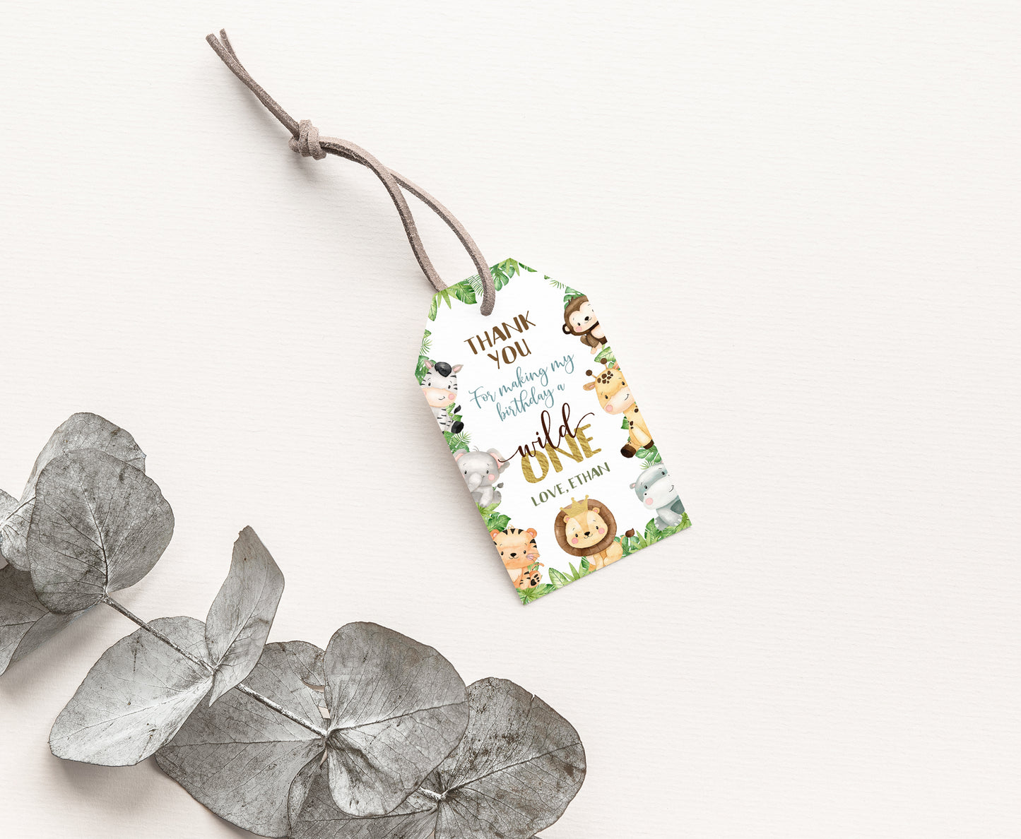 Safari 1st Birthday Thank You Tags | Editable Jungle birthday party tags - 35E