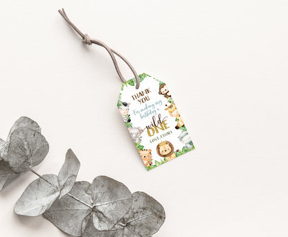 Safari 1st Birthday Thank You Tags | Editable Jungle birthday party tags - 35E