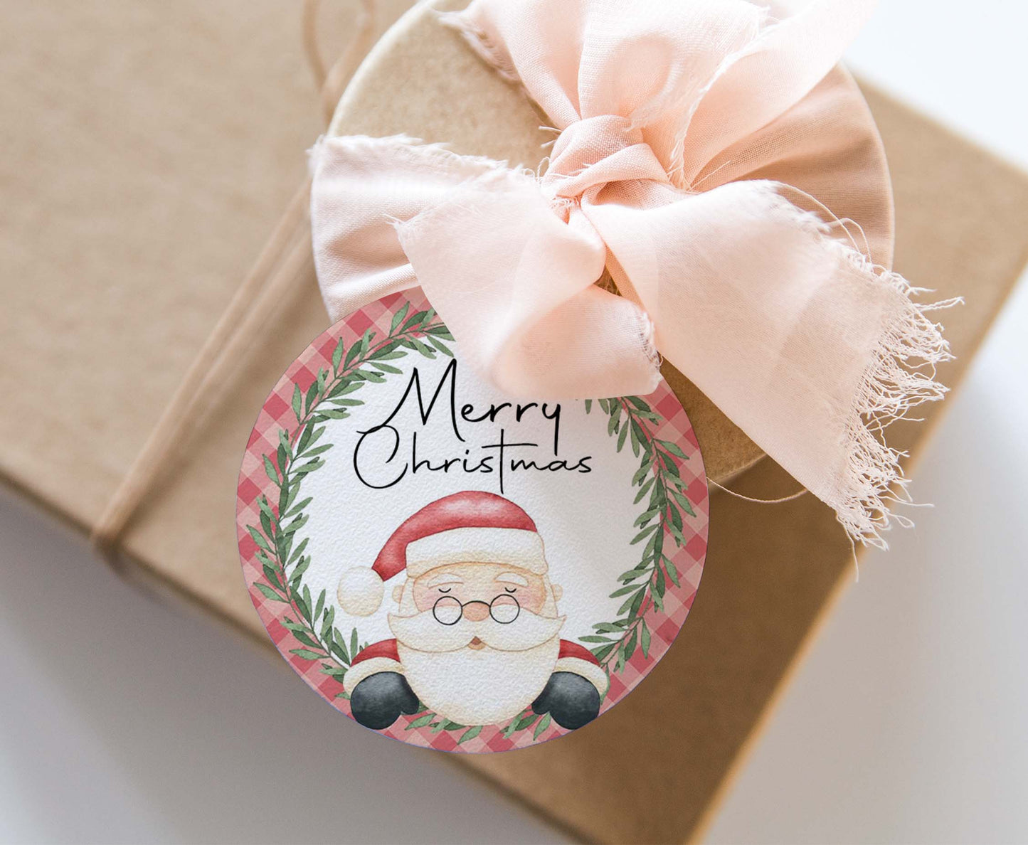 Santa Square Round Tags 2"x2" | Christmas Gift Tag - 112
